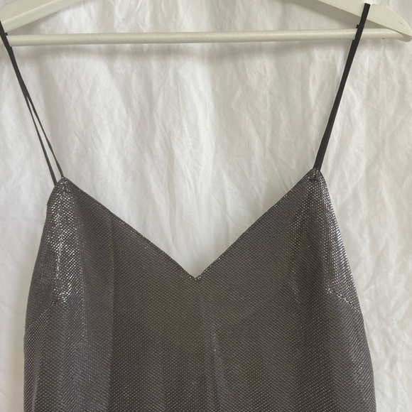Zara Slip On Dress Party Sparkle Metal Silver New Years Size Medium NEW - Picture 12 of 16